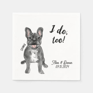 Fransk Bulldog Bröllop Cocktail Napkin Pappersservett