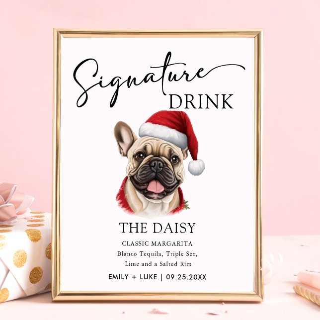 Fransk Bulldog Bröllop Namnteckning Drink-tecken Poster (Skapare uppladdad)