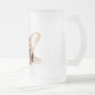 Fransk Bulldog brun Frostat Ölglas