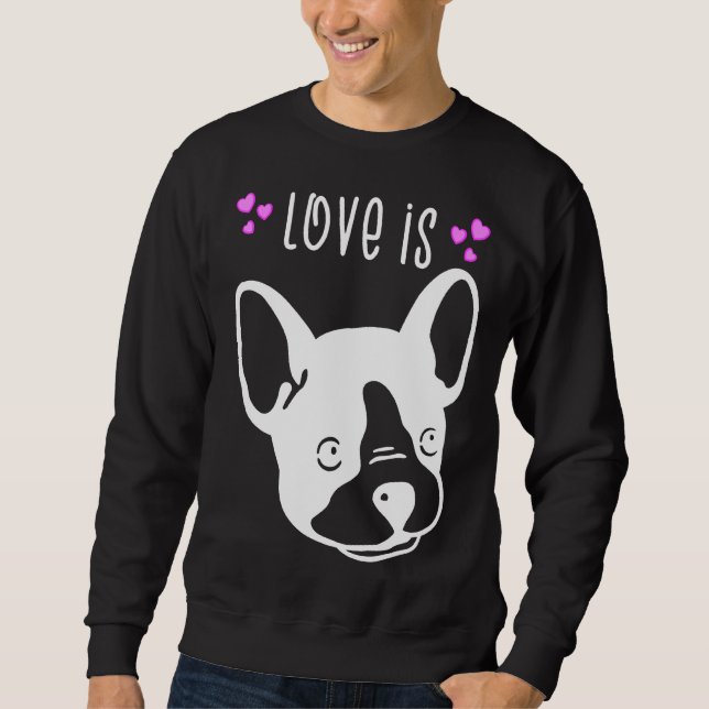 Fransk Bulldog Bulldog Loely Lång Ärmad Tröja (Framsida)