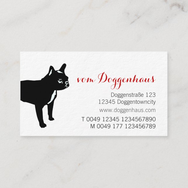 Fransk Bulldog Business Card Visitkort (Baksida)