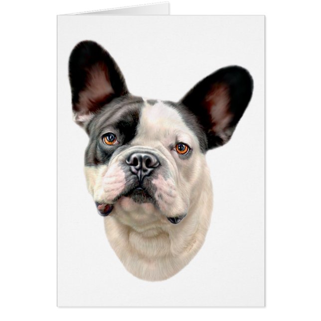 Fransk Bulldog BW Bust Hälsningskort (Framsidan)