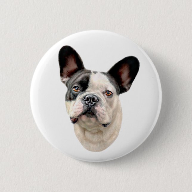 Fransk Bulldog BW Bust Knapp (Framsida)