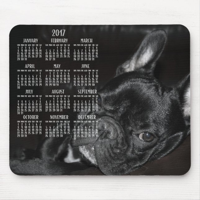 Fransk Bulldog Calendar 2017 Mouse Pad Musmatta (Framsidan)