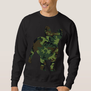 Fransk Bulldog Camouflage Hund Camo 31 Lång Ärmad Tröja
