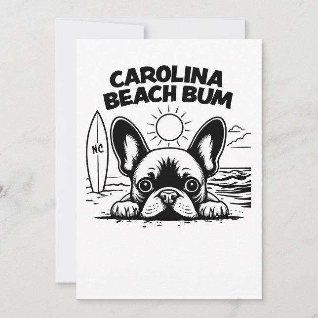 Fransk Bulldog Carolina Beach Bum Inbjudningar (Framsida)
