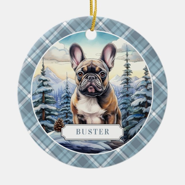 Fransk Bulldog Ceramic Circle Ornament (Framsidan)