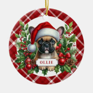 Fransk Bulldog Ceramic Circle Ornament