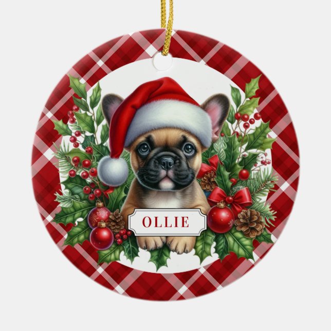 Fransk Bulldog Ceramic Circle Ornament (Framsidan)
