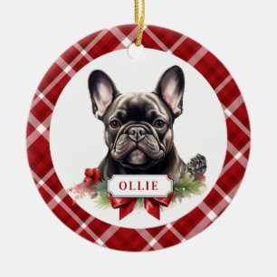 Fransk Bulldog Ceramic Circle Ornament