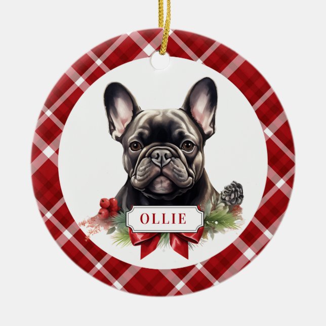 Fransk Bulldog Ceramic Circle Ornament (Framsidan)