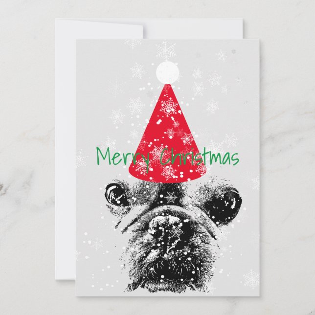Fransk Bulldog Christma Card Julkort (Framsida)