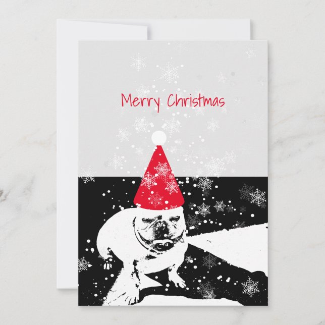 Fransk bulldog christmas-kort julkort (Framsida)