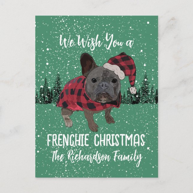 Fransk Bulldog Christmas Personlig Hund Frenchie Vykort (Framsida)