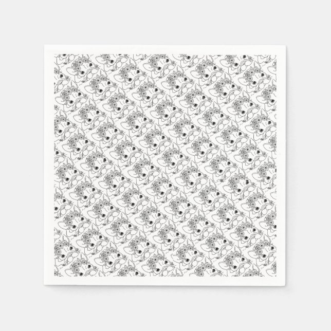 Fransk Bulldog Cocktail Napkins 4,75x4,75 tum Pappersservett (Framsidan)