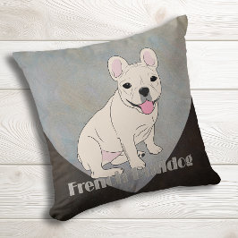 Fransk Bulldog Coffee Brown Blue Ice Grunge Kudde