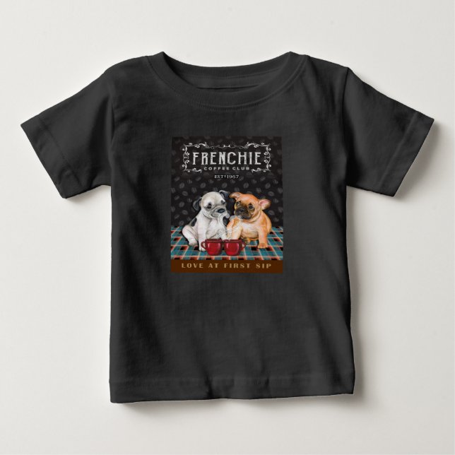 Fransk Bulldog Coffee Klubb T Shirt (Framsida)
