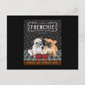 Fransk Bulldog Coffee Klubb Vykort