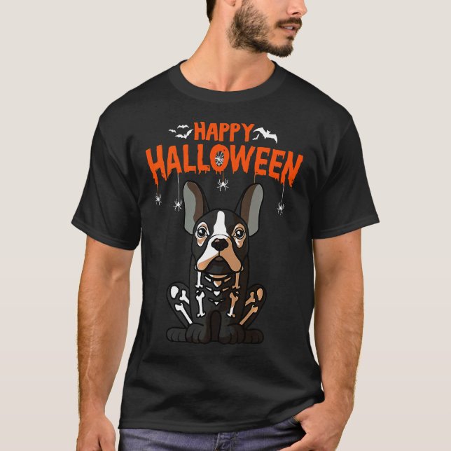 Fransk Bulldog Costume Hund Halloween T Shirt (Framsida)