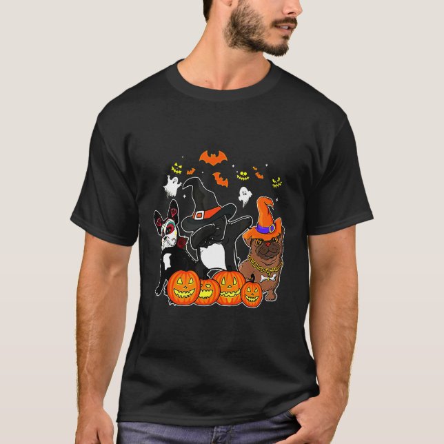 Fransk Bulldog Costume Zombie Witch T Shirt (Framsida)