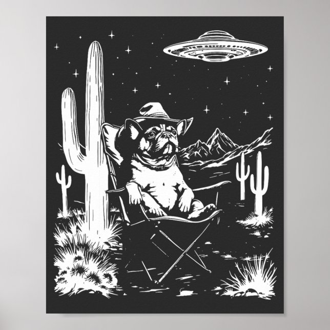 Fransk Bulldog Cowboy UFO Poster (Framsidan)