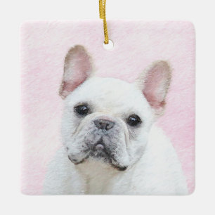 Fransk Bulldog (Cream/White) - Hund Art Julgransprydnad Keramik