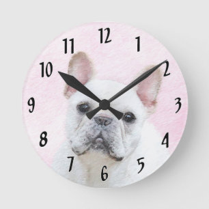 Fransk Bulldog (Cream/White) - Hund Art Rund Klocka