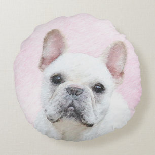 Fransk Bulldog (Cream/White) - Hund Art Rund Kudde