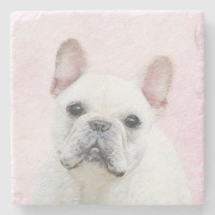 Fransk Bulldog (Cream/White) - Hund Art Stenunderlägg