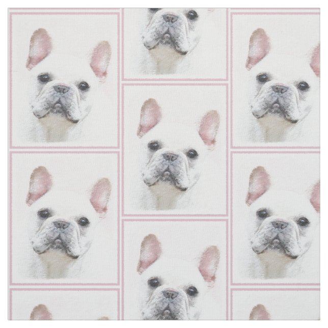 Fransk Bulldog (Cream/White) - Hund Art Tyg (Provkarta)