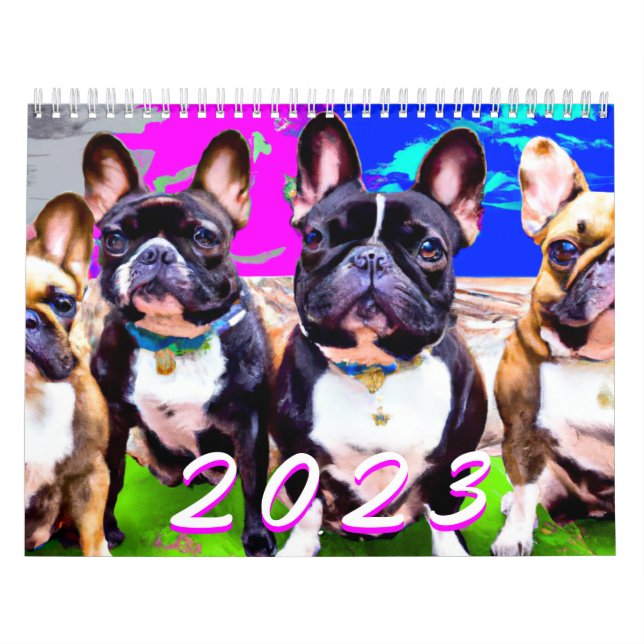 Fransk Bulldog Cute Frenchie Photo Calendar Kalender (Omslag)