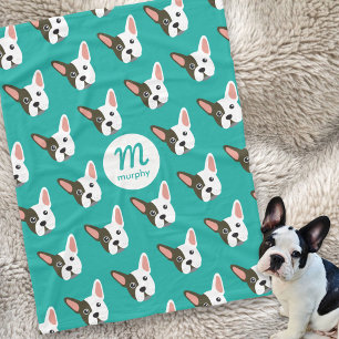 Fransk Bulldog Cute Hund Anpassningsbar Monogram d Fleecefilt
