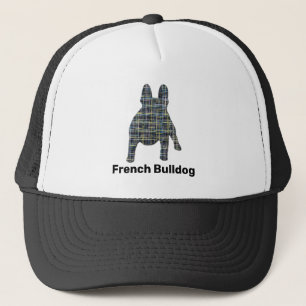 Fransk Bulldog Cute Hund Silhouette Grid Anpassnin Keps