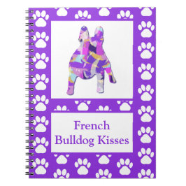Fransk Bulldog Cute Pet Silhouette Lila PY&B Anteckningsbok