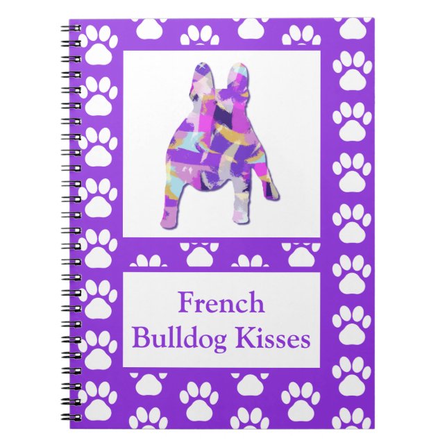 Fransk Bulldog Cute Pet Silhouette Lila PY&B Anteckningsbok (Framsidan)