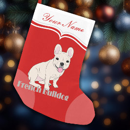Fransk Bulldog Cute White Cream Frenchie Liten Julstrumpa