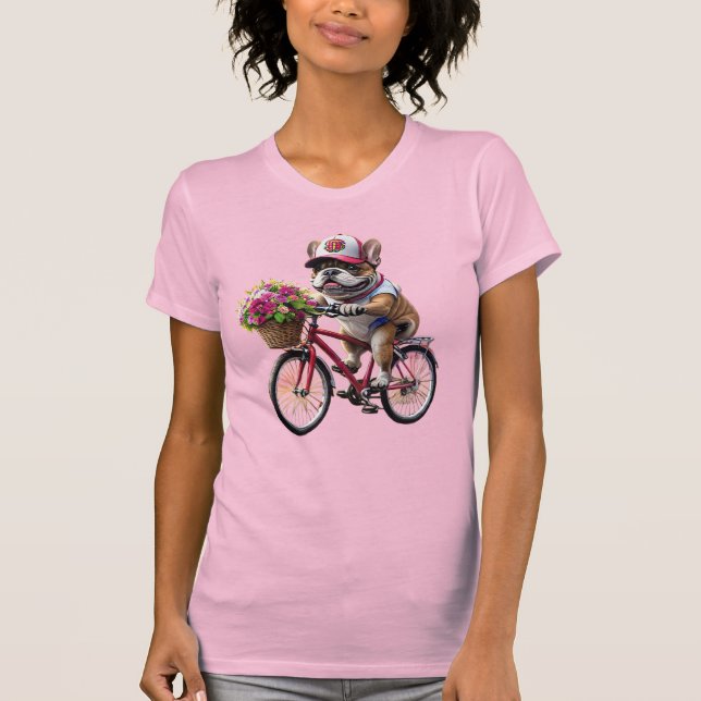 Fransk Bulldog Cykel French Bulldog T Shirt (Framsida)