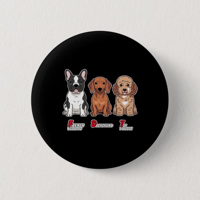 Fransk Bulldog Dachshund Toy Poodle Rolig Subtil A Knapp (Framsida)