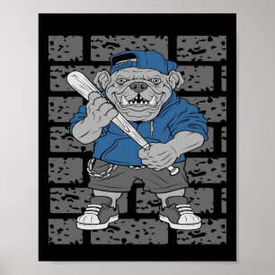 Fransk Bulldog-design Bulldog Baseball Gift Poster
