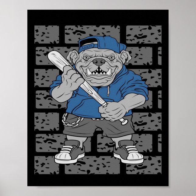 Fransk Bulldog-design | Bulldog Baseball Gift Poster (Framsidan)