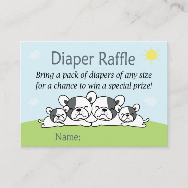 Fransk Bulldog Diaper Raffle Biljett (Framsida)