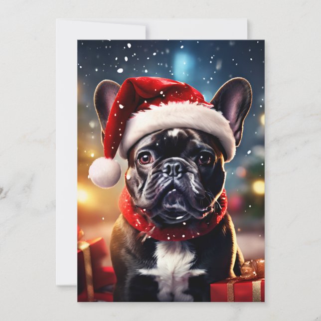 Fransk Bulldog Direktnedladdning Jul Julkort (Framsida)