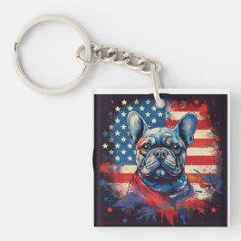 Fransk Bulldog & Distress American Flagga
