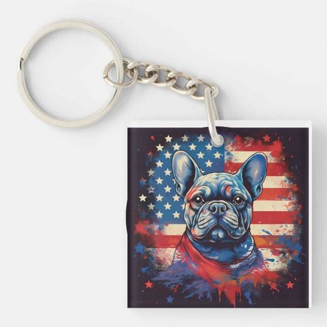 Fransk Bulldog & Distress American Flagga (Framsidan)