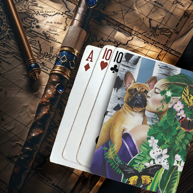 Fransk Bulldog Dryad Fantasy Casinokort (Skapare uppladdad)
