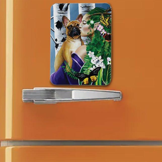 Fransk Bulldog Dryad Fantasy Magnet (Skapare uppladdad)