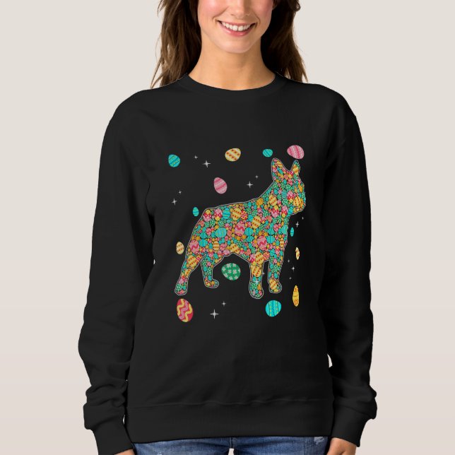 Fransk Bulldog Eggs Påsk Day Hund Pappa Hund Mamma T Shirt (Framsida)