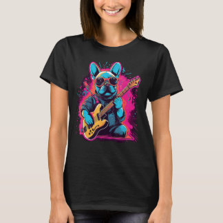 Fransk Bulldog Electric Guitar Rock musik 1 T Shirt