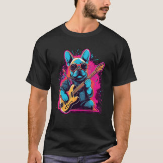Fransk Bulldog Electric Guitar Rock musik 1 T Shirt