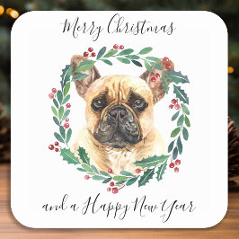 Fransk Bulldog Elegant Hund God jul Fyrkantigt Klistermärke